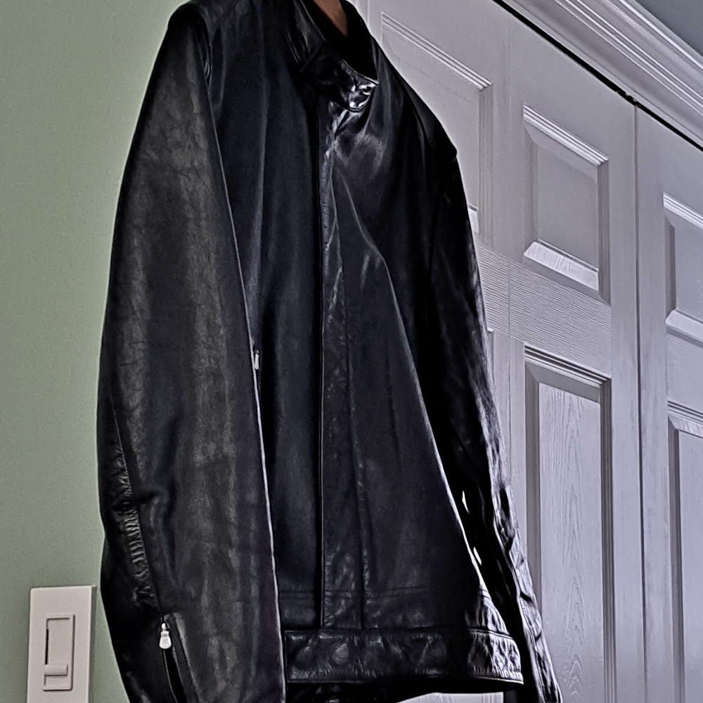 Calvin Klein Black Leather Bomber Jacket - Picture 13 of 14